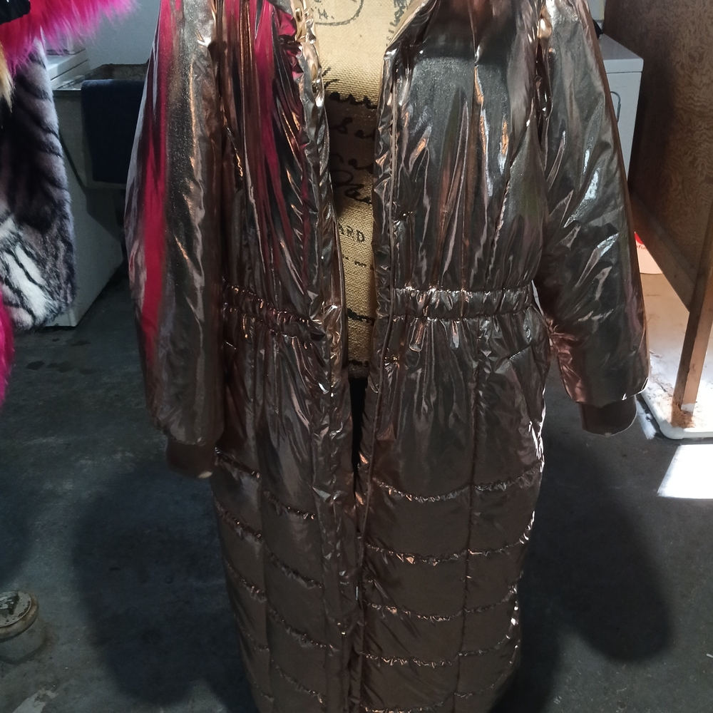 Fashion Nova Shimmering Gold Puffer Coat